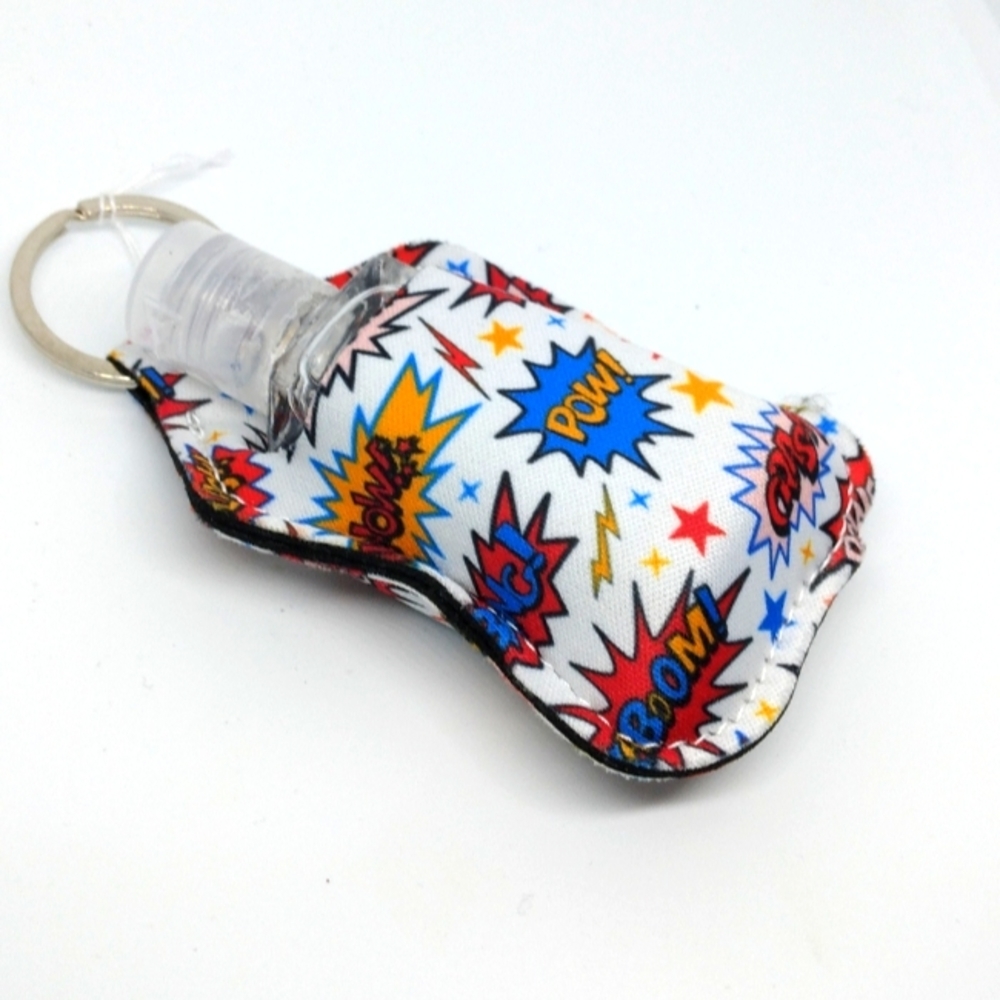 superhero boom sanitizer keychain